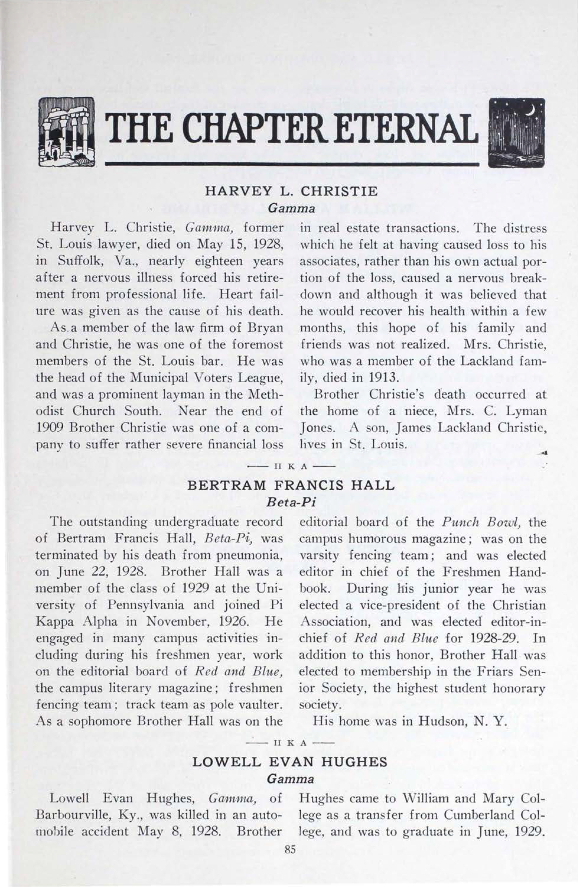 The Chapter Eternal, October 1928